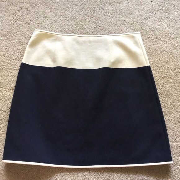 Tory Burch Navy and Ivory Colorblock A-Line Skirt - Picture 3 of 5